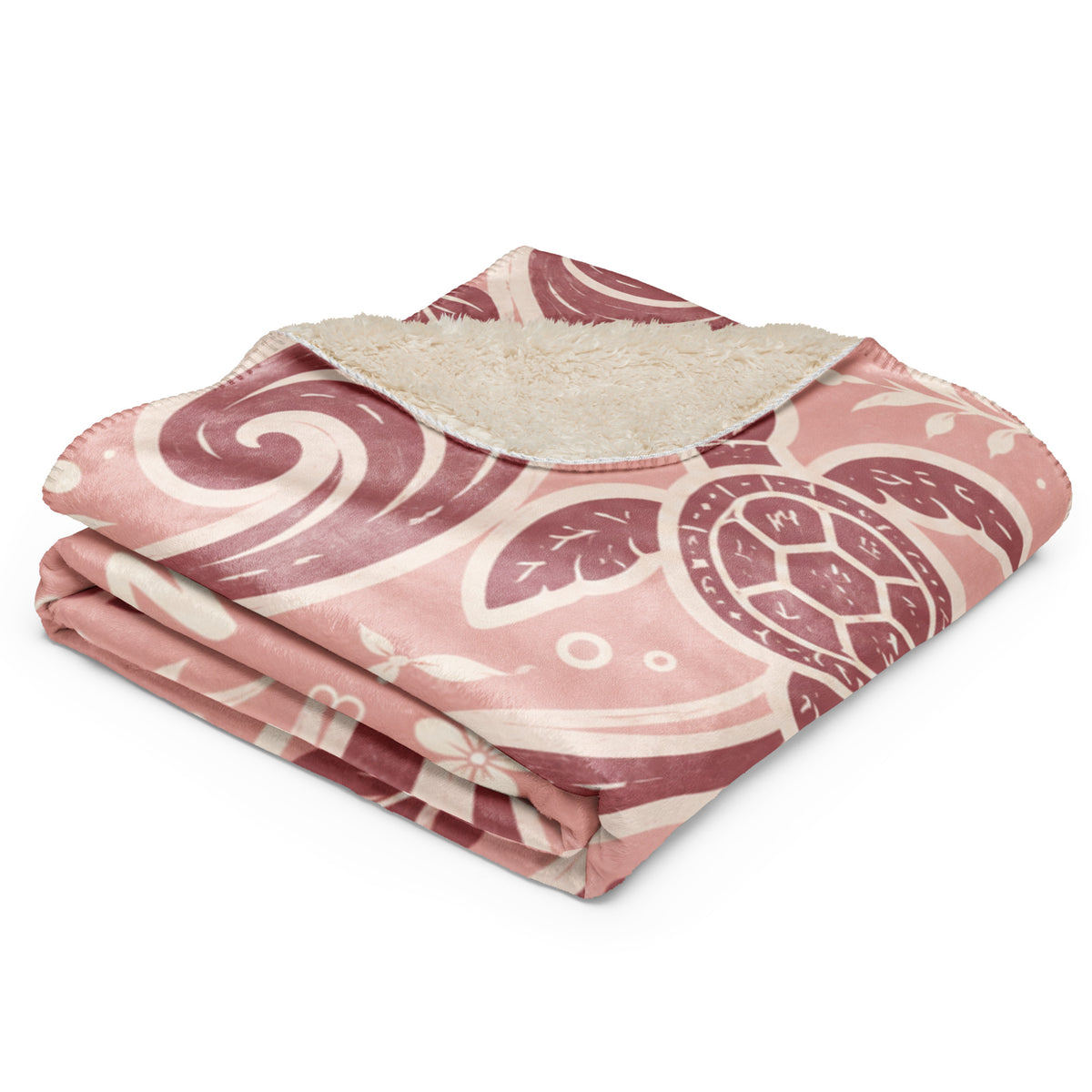 Te Miti personalized baby blanket – Pink, sea turtles, waves and plumeria design